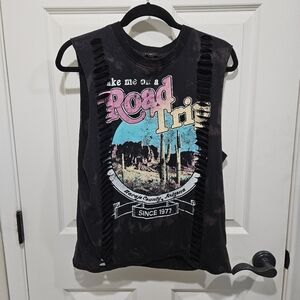 ⚡ 2 for $5 - F21 Road Trip Cut Out Shirt